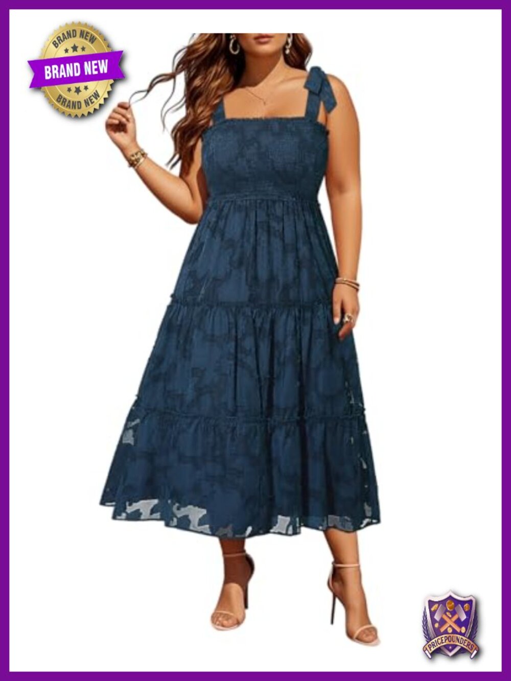 Plus Size Smocked Maxi Dress Spaghetti Strap Square Neck Floral Lace Beach